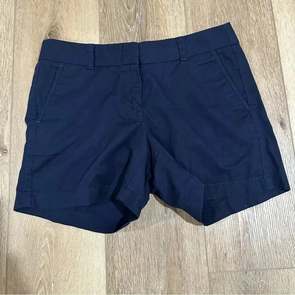 J. Crew Women's Navy Blue Chino Broken-In Cotton Shorts Size 4 GUC